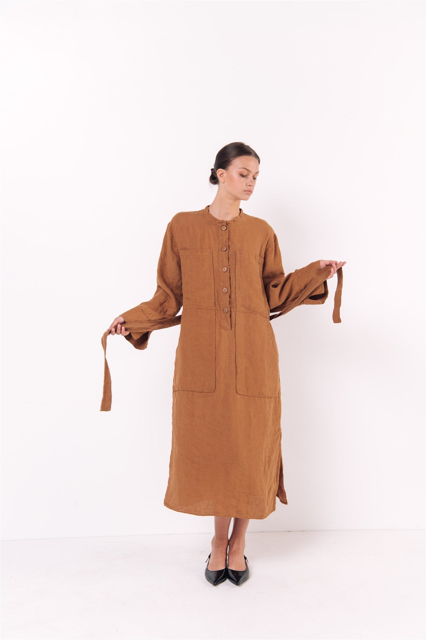 GINA shirt dress cream - MOO Linen Shop