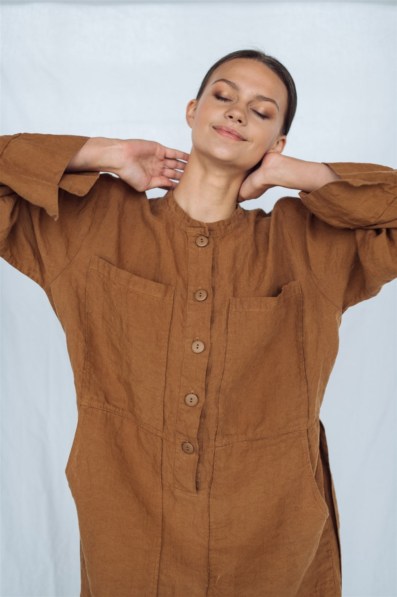 GINA shirt dress cream - MOO Linen Shop