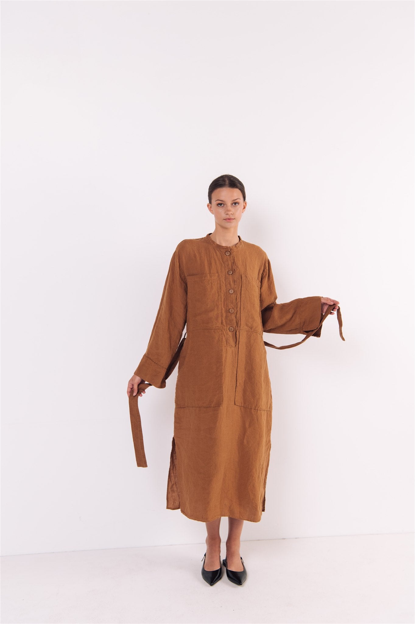 GINA shirt dress cream - MOO Linen Shop