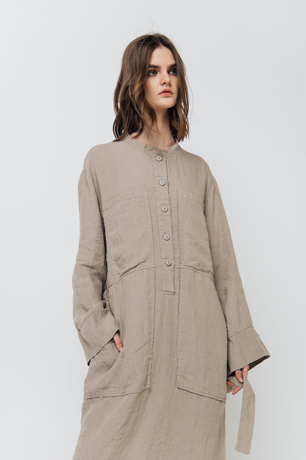 GINA shirt dress cream - MOO Linen Shop