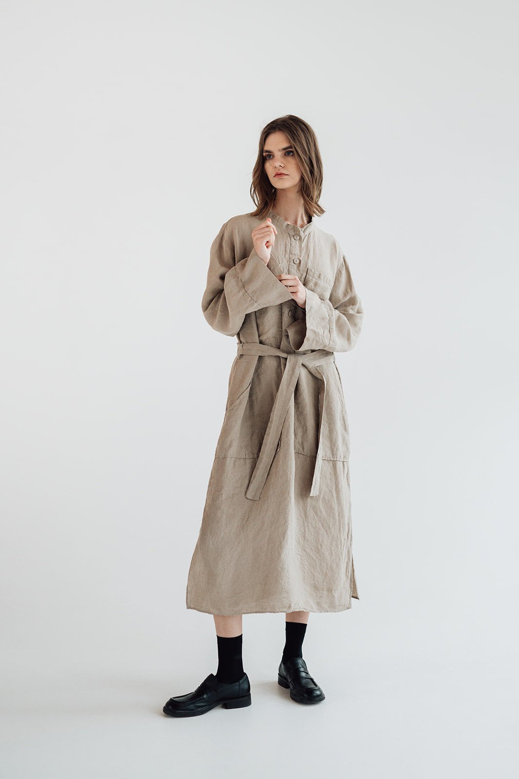 GINA shirt dress cream - MOO Linen Shop