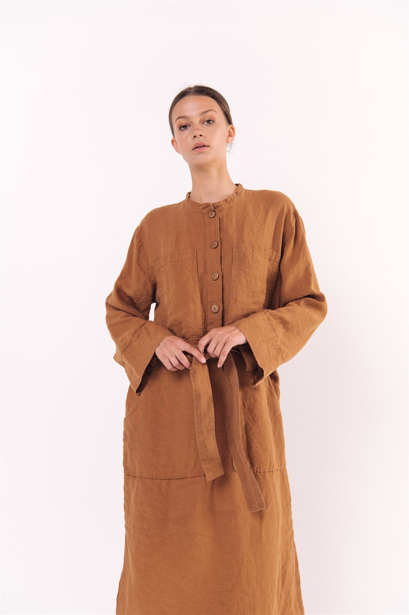GINA shirt dress cream - MOO Linen Shop