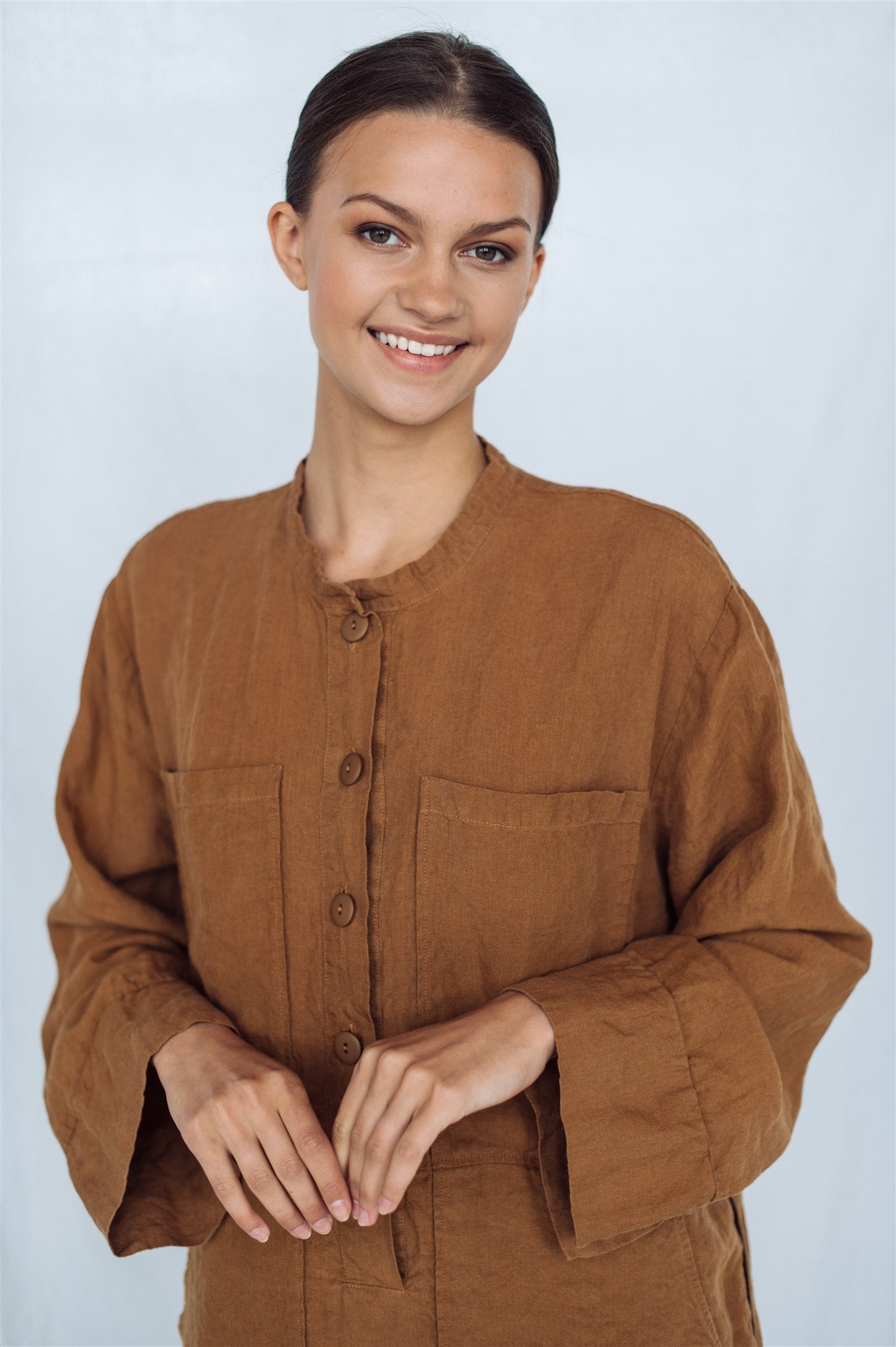 GINA shirt dress cream - MOO Linen Shop