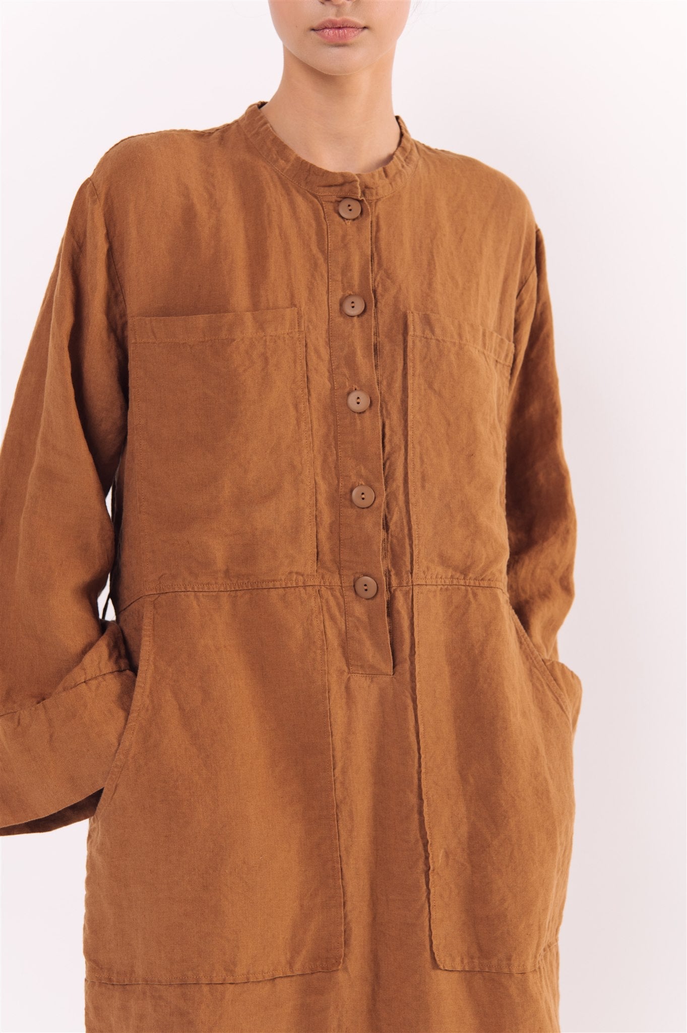 GINA shirt dress cream - MOO Linen Shop