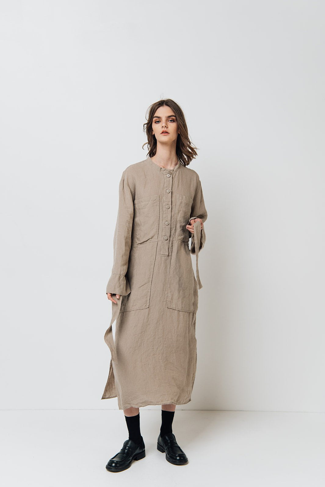 GINA shirt dress cream - MOO Linen Shop