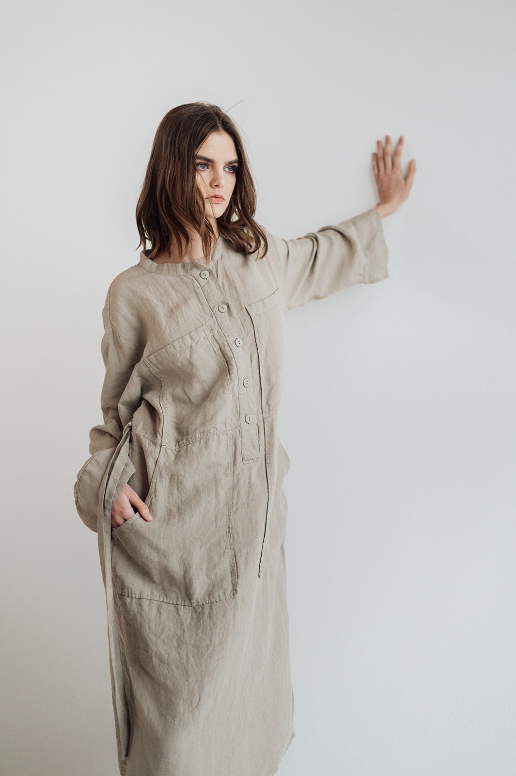 GINA shirt dress cream - MOO Linen Shop