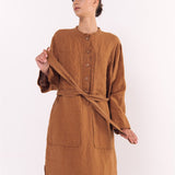 GINA shirt dress cream - MOO Linen Shop
