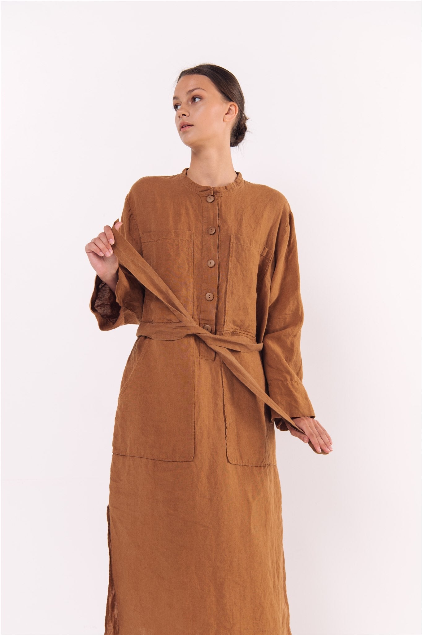 GINA shirt dress cream - MOO Linen Shop