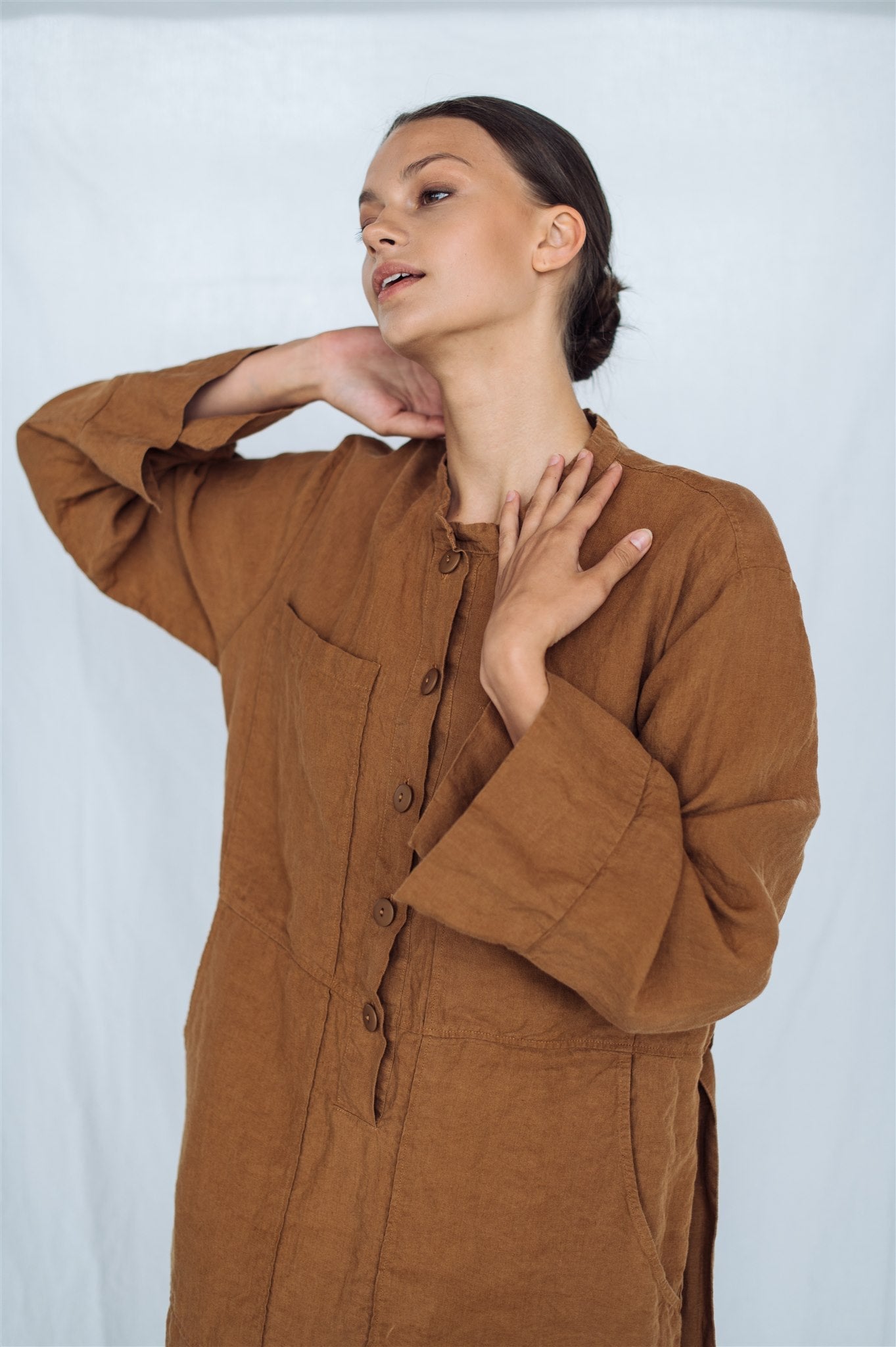 GINA shirt dress cream - MOO Linen Shop