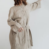 GINA shirt dress cream - MOO Linen Shop