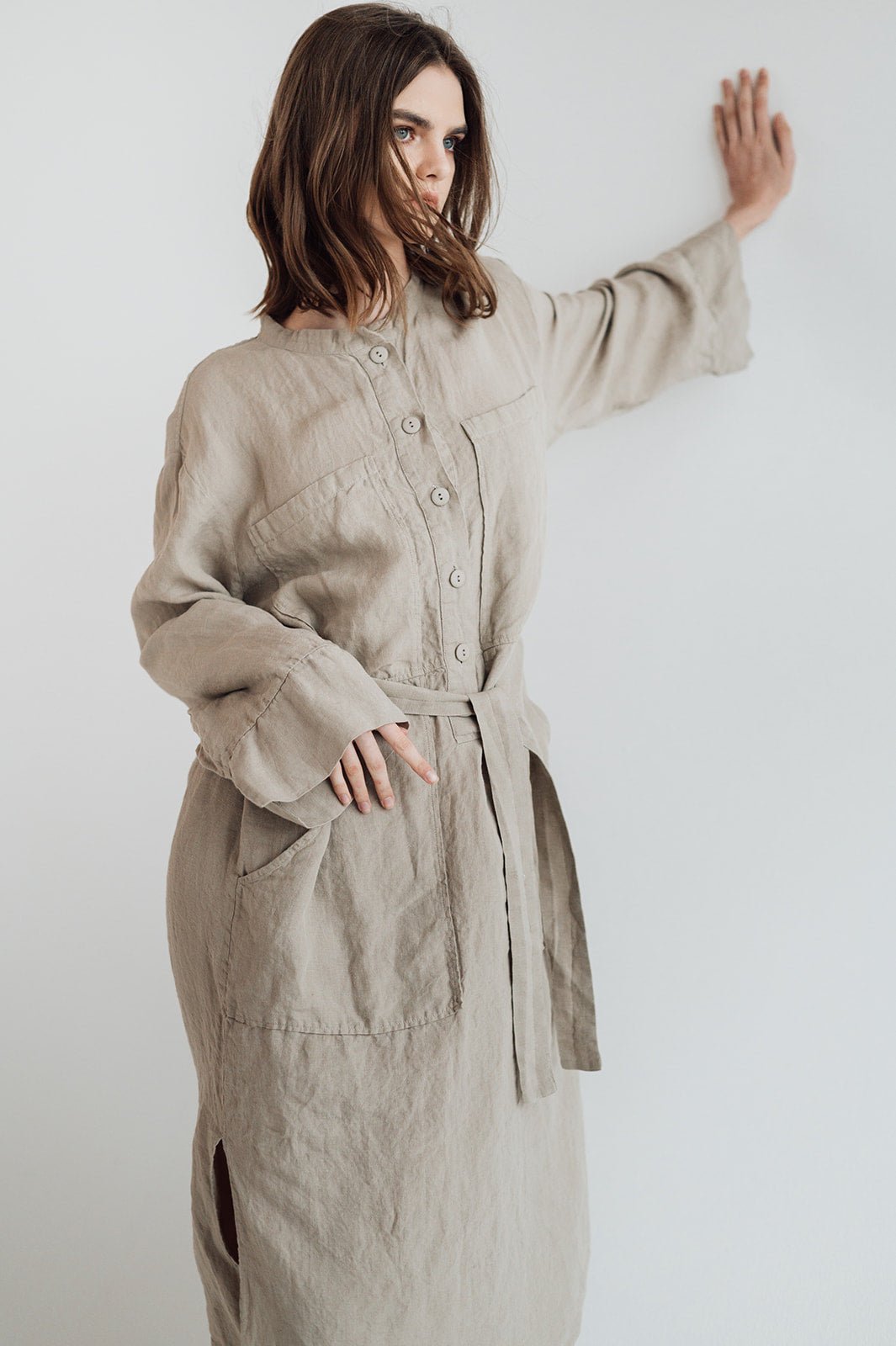GINA shirt dress cream - MOO Linen Shop