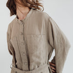 GINA shirt dress cream - MOO Linen Shop