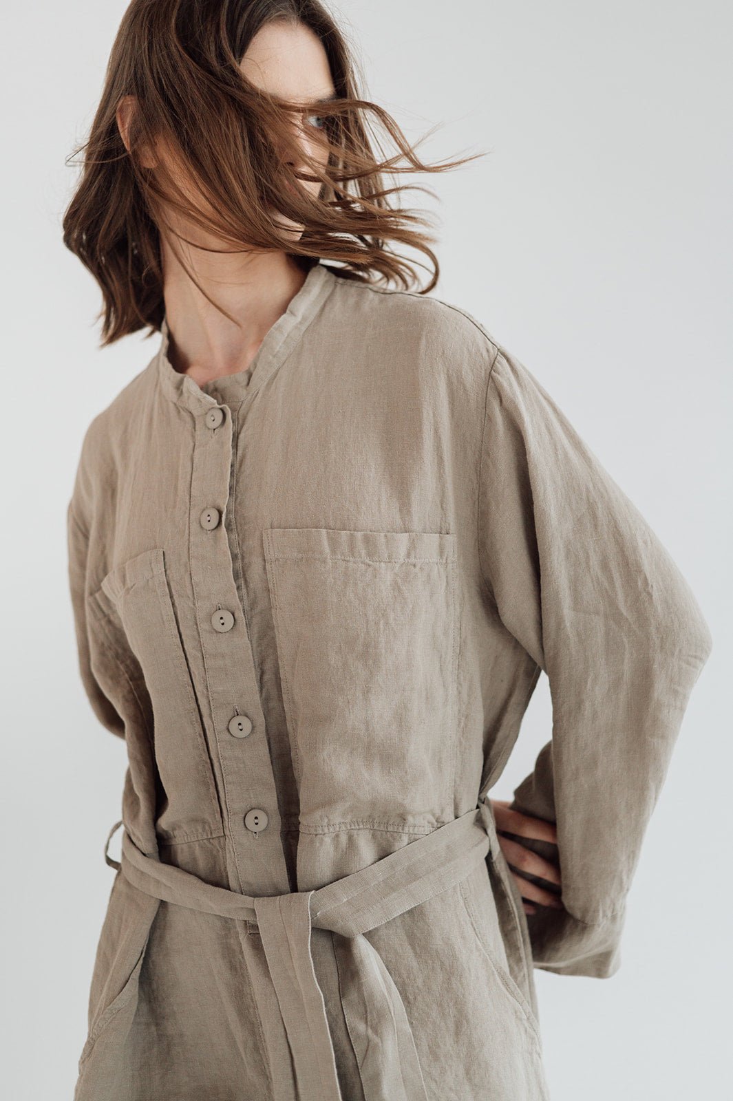 GINA shirt dress cream - MOO Linen Shop