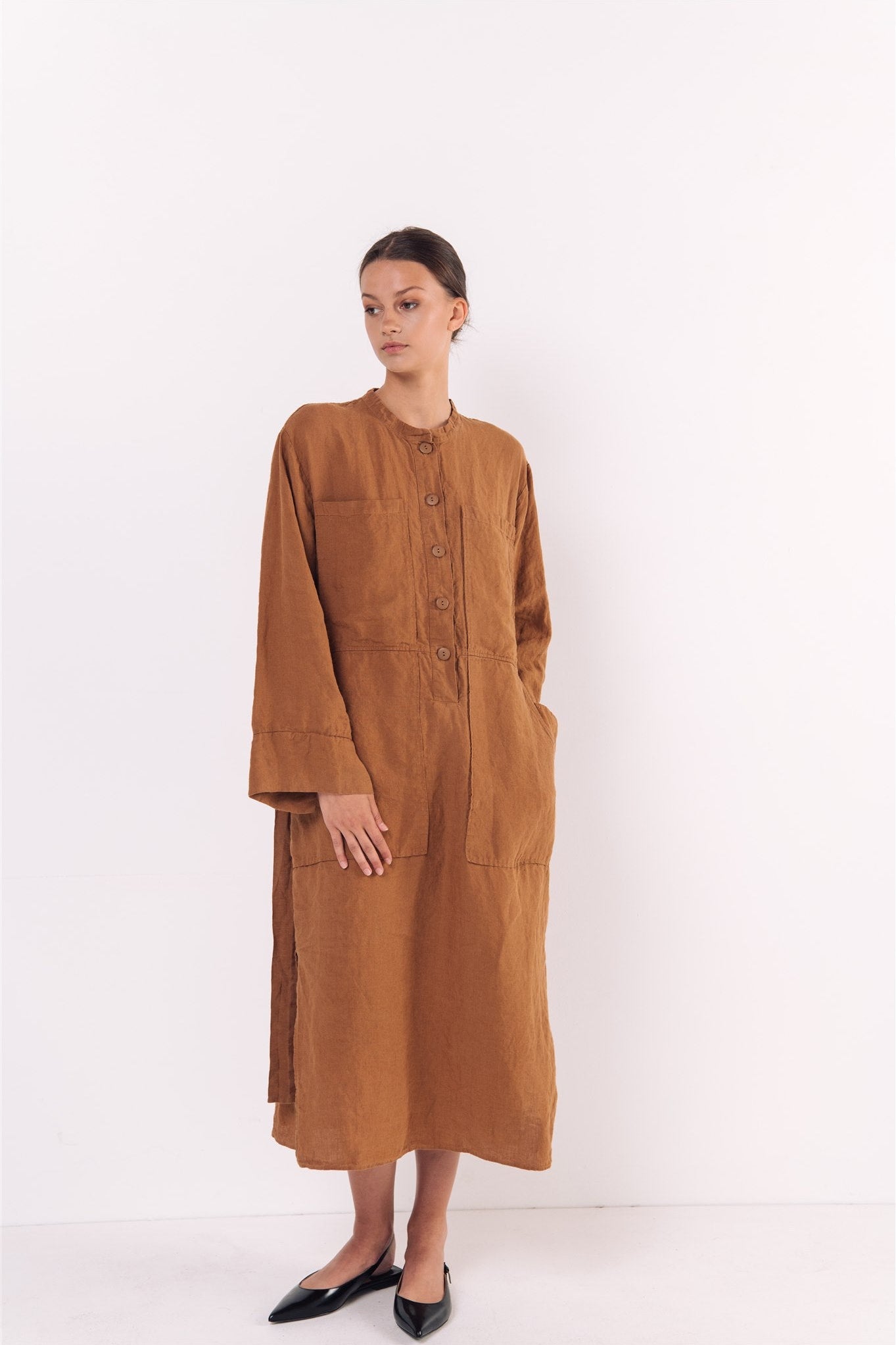 GINA shirt dress cream - MOO Linen Shop
