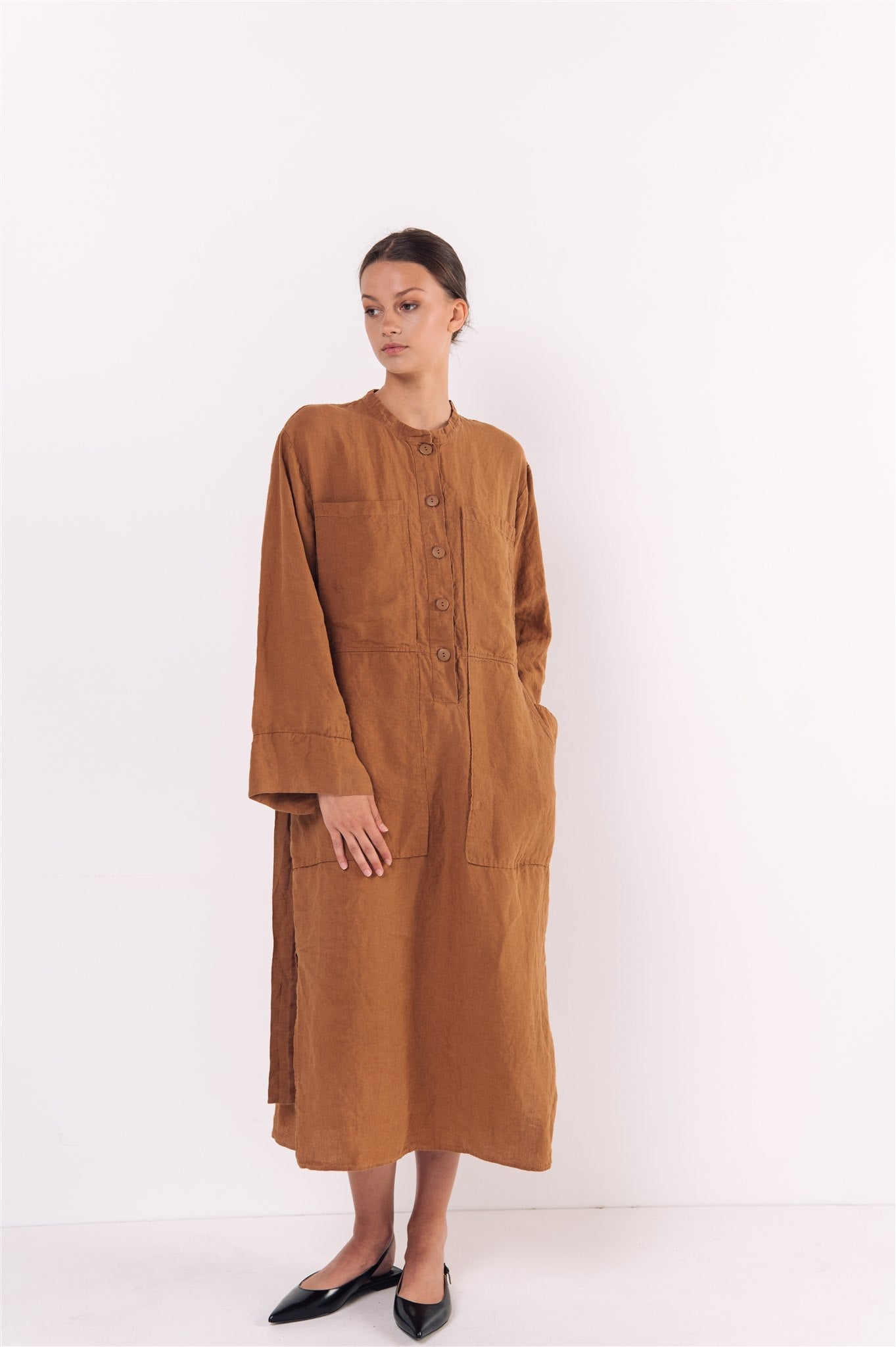 GINA shirt dress cream - MOO Linen Shop