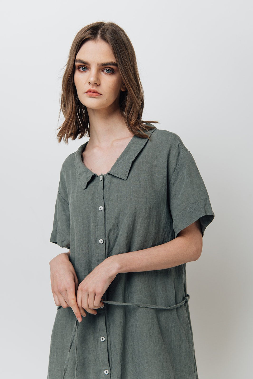 GIRL shirt dress cream - MOO Linen Shop