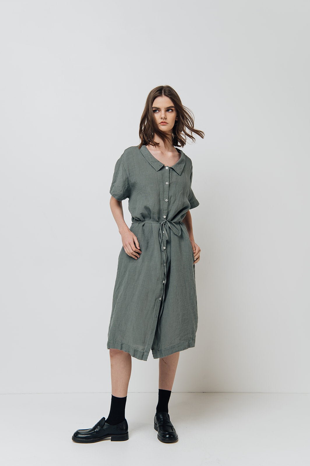 GIRL shirt dress cream - MOO Linen Shop
