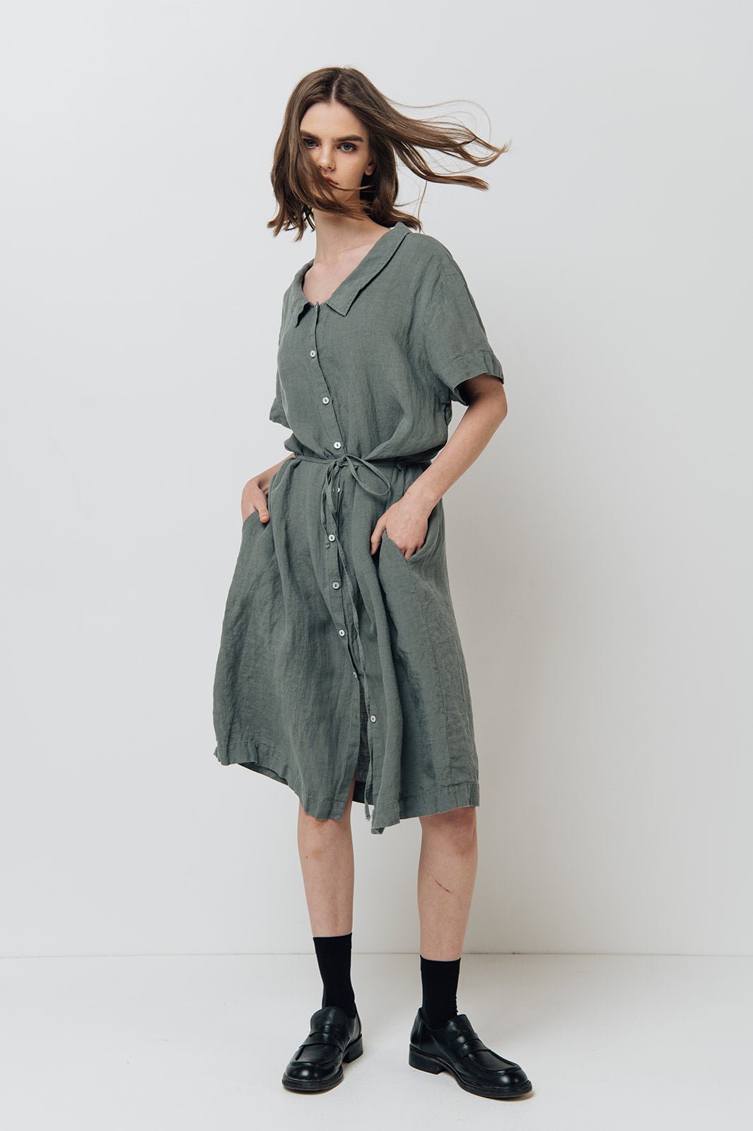 GIRL shirt dress cream - MOO Linen Shop