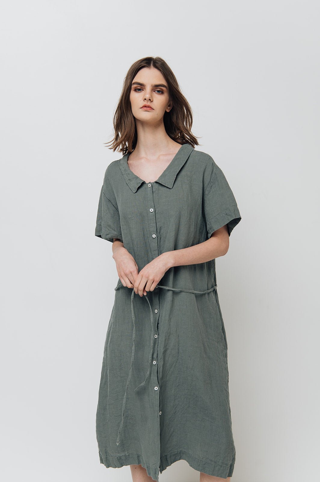 GIRL shirt dress cream - MOO Linen Shop