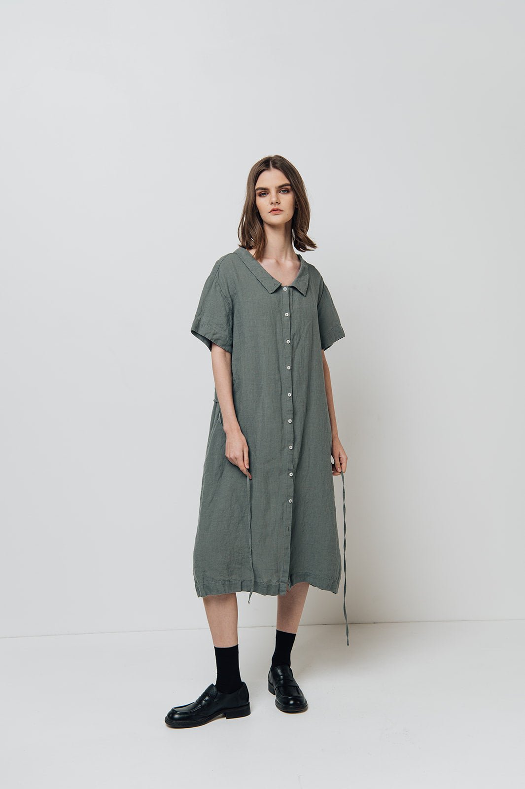 GIRL shirt dress cream - MOO Linen Shop