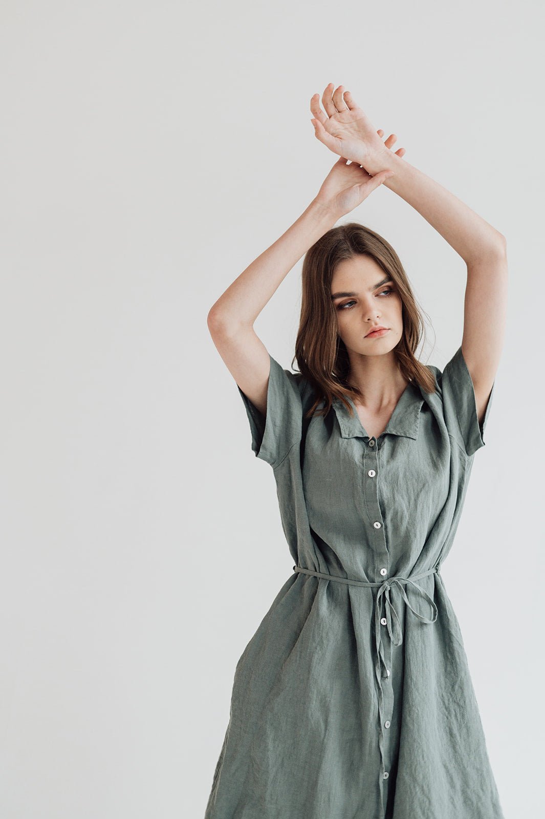 GIRL shirt dress cream - MOO Linen Shop