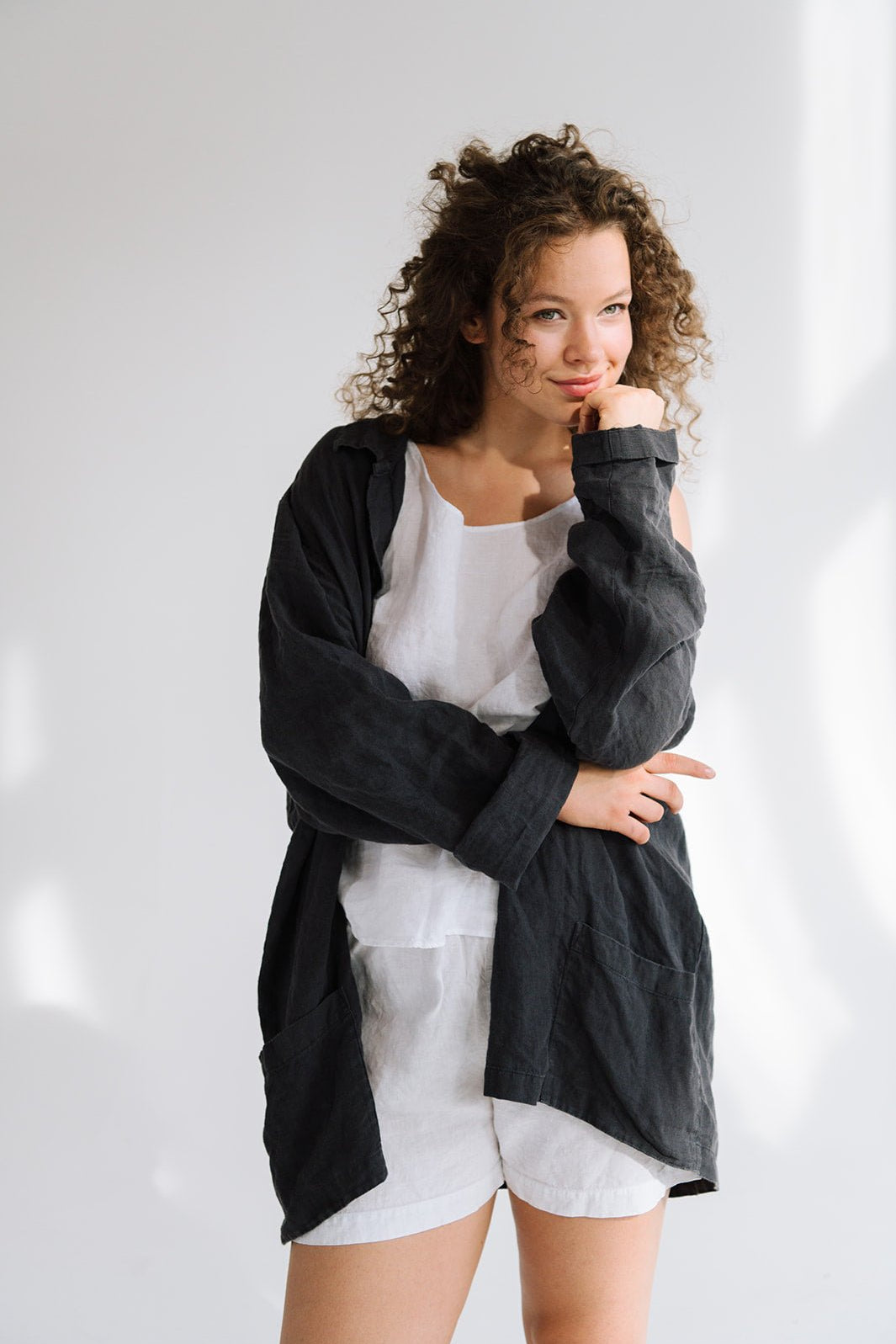 GOOD Morning oversize linen shirt natural - MOO Linen Shop