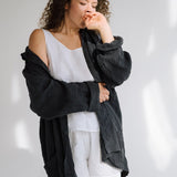 GOOD Morning oversize linen shirt natural - MOO Linen Shop