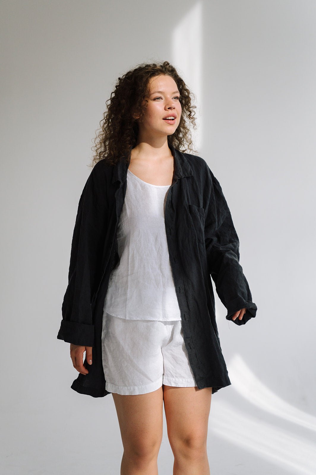 GOOD Morning oversize linen shirt natural - MOO Linen Shop