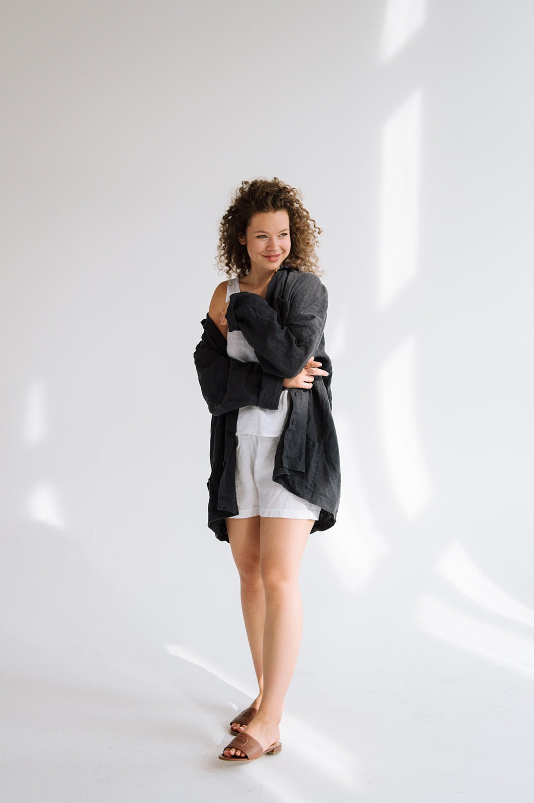 GOOD Morning oversize linen shirt natural - MOO Linen Shop