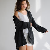 GOOD Morning oversize linen shirt natural - MOO Linen Shop