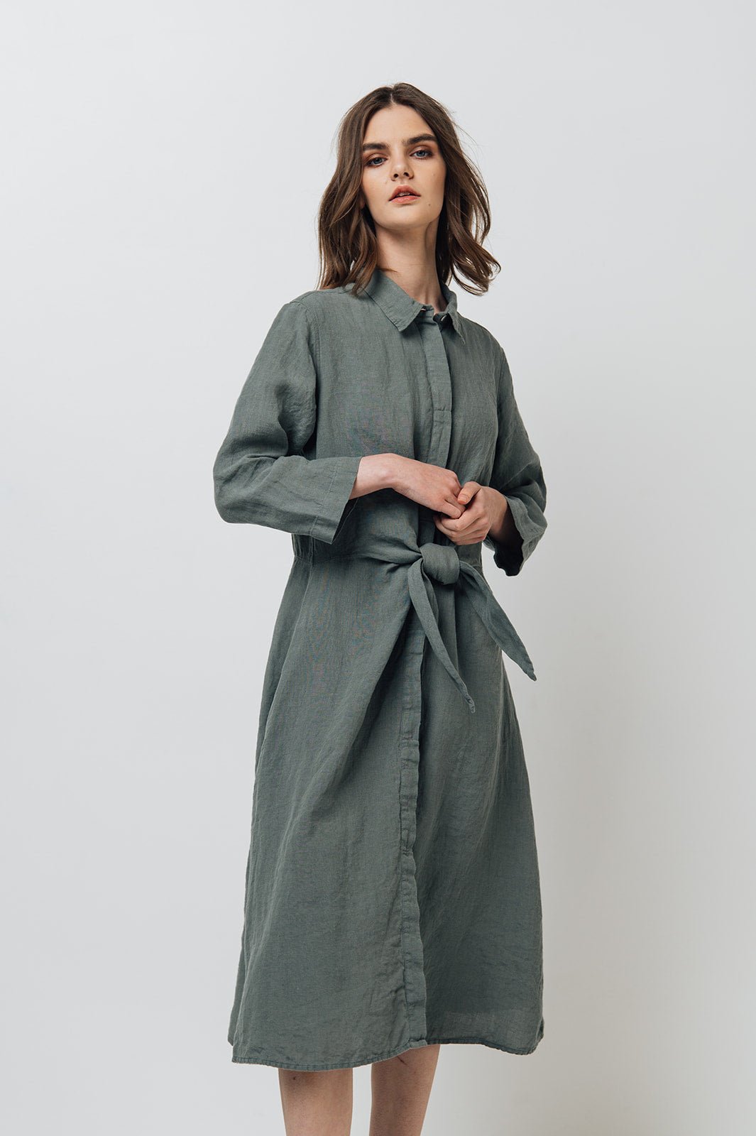 GRAZ shirt dress cream - MOO Linen Shop