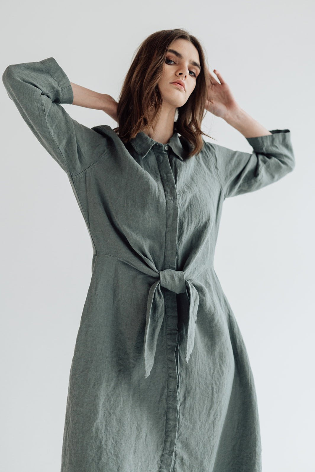 GRAZ shirt dress cream - MOO Linen Shop