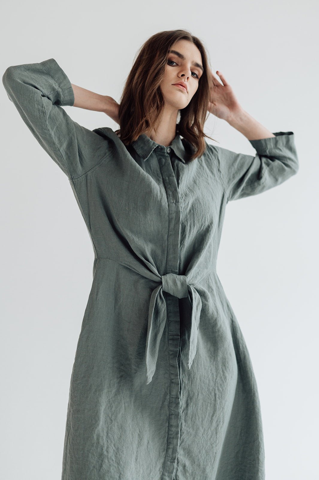 GRAZ shirt dress cream - MOO Linen Shop