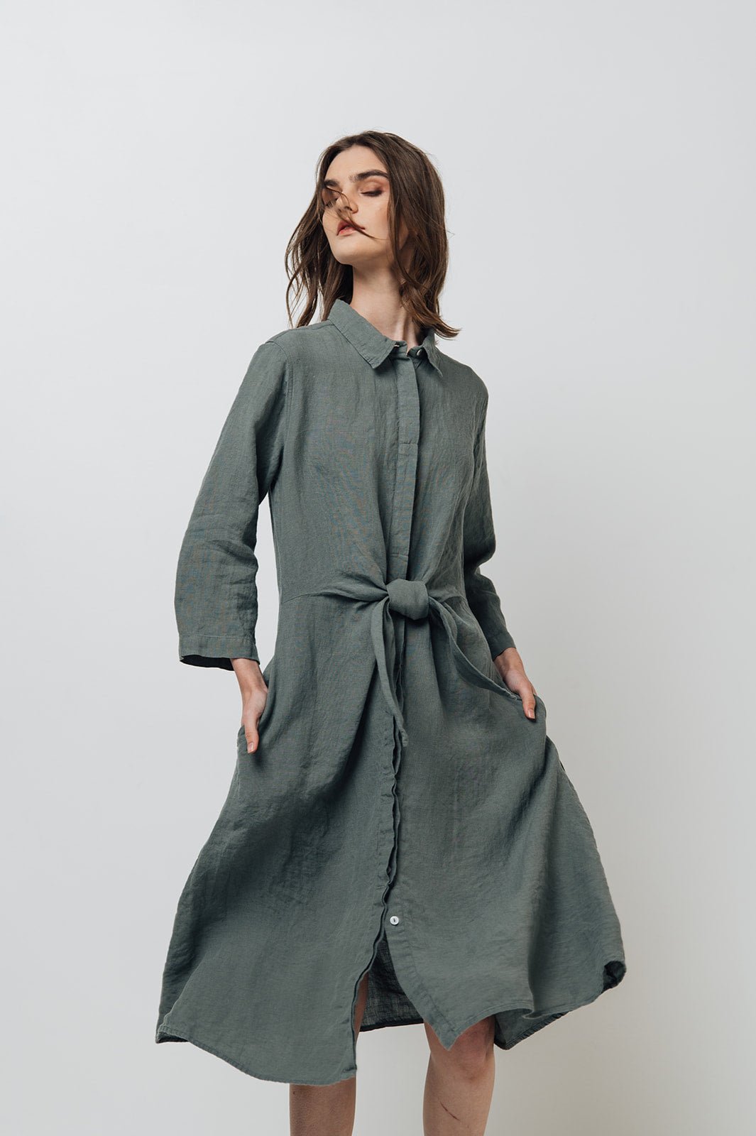 GRAZ shirt dress cream - MOO Linen Shop