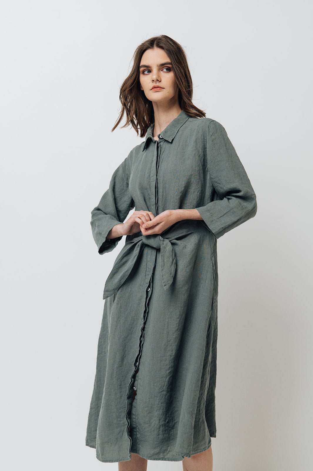 GRAZ shirt dress cream - MOO Linen Shop