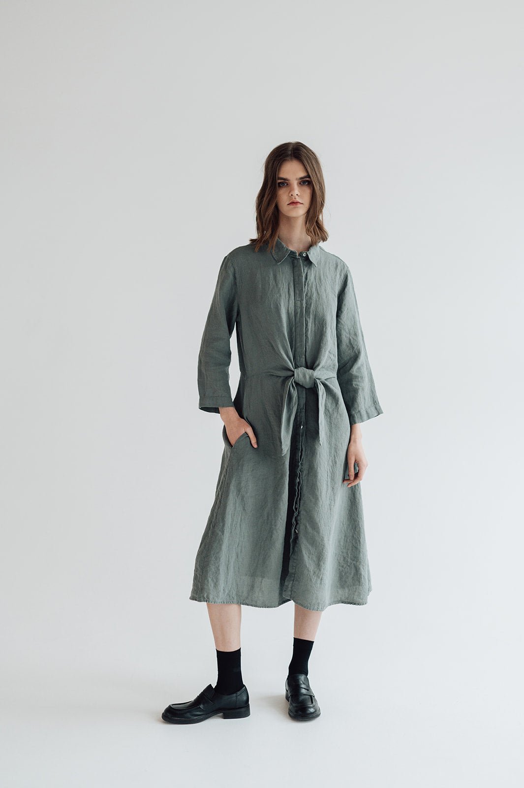 GRAZ shirt dress cream - MOO Linen Shop