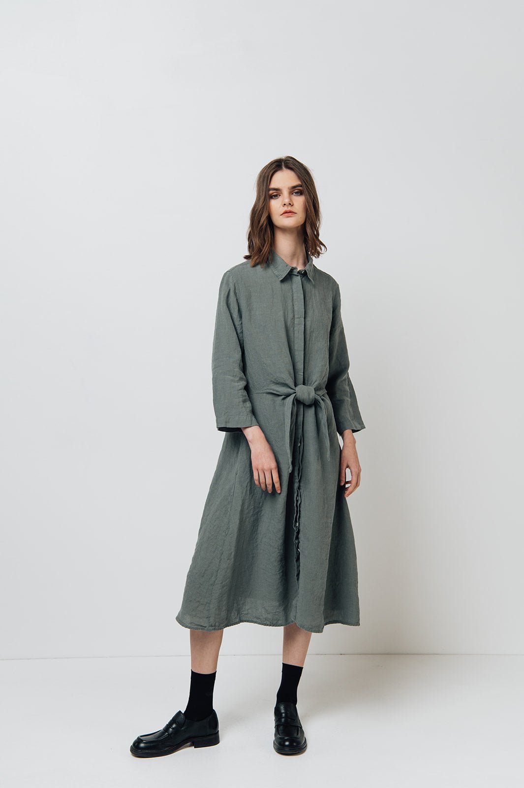 GRAZ shirt dress cream - MOO Linen Shop