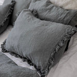 GREY PEARL washed linen duvet cover set white - MOO Linen Shop