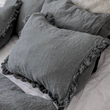 GREY PEARL washed linen duvet cover set white - MOO Linen Shop