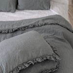 GREY PEARL washed linen duvet cover set white - MOO Linen Shop