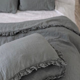 GREY PEARL washed linen duvet cover set white - MOO Linen Shop