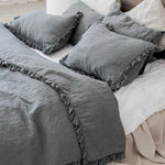 GREY PEARL washed linen duvet cover set white - MOO Linen Shop