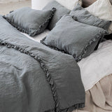 GREY PEARL washed linen duvet cover set white - MOO Linen Shop