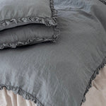 GREY PEARL washed linen duvet cover set white - MOO Linen Shop