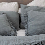 GREY PEARL washed linen duvet cover set white - MOO Linen Shop
