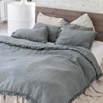 GREY PEARL washed linen duvet cover set white - MOO Linen Shop