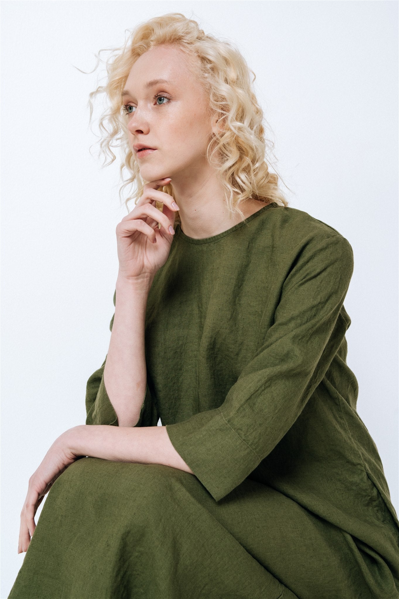 GUSTO maxi dress white - MOO Linen Shop