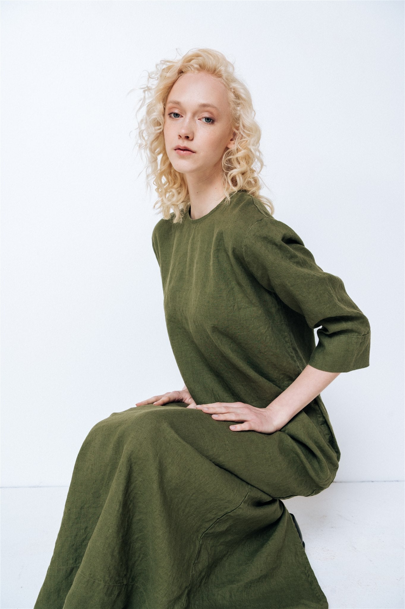 GUSTO maxi dress white - MOO Linen Shop