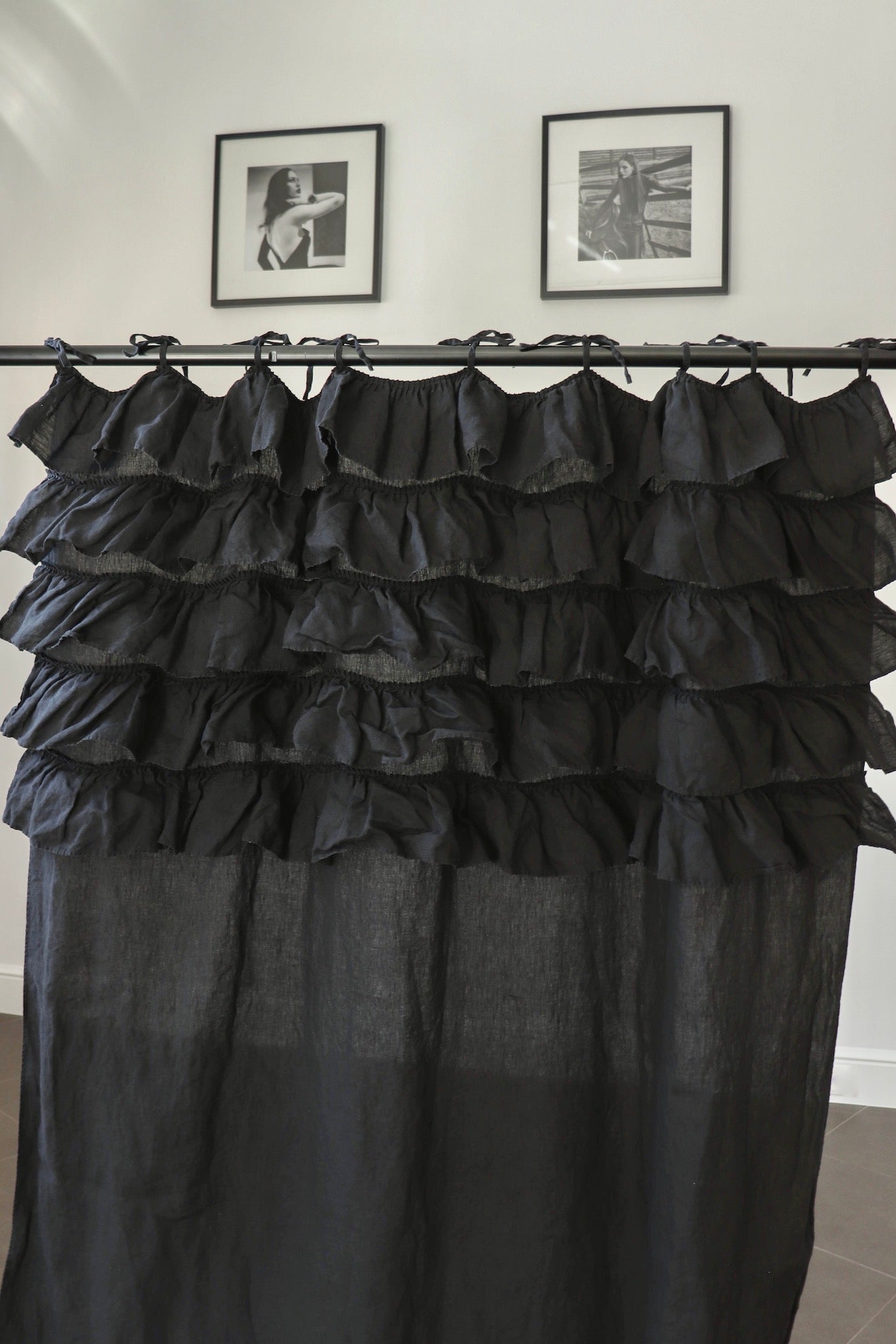 HEAVEN curtain panel black - MOO Linen Shop
