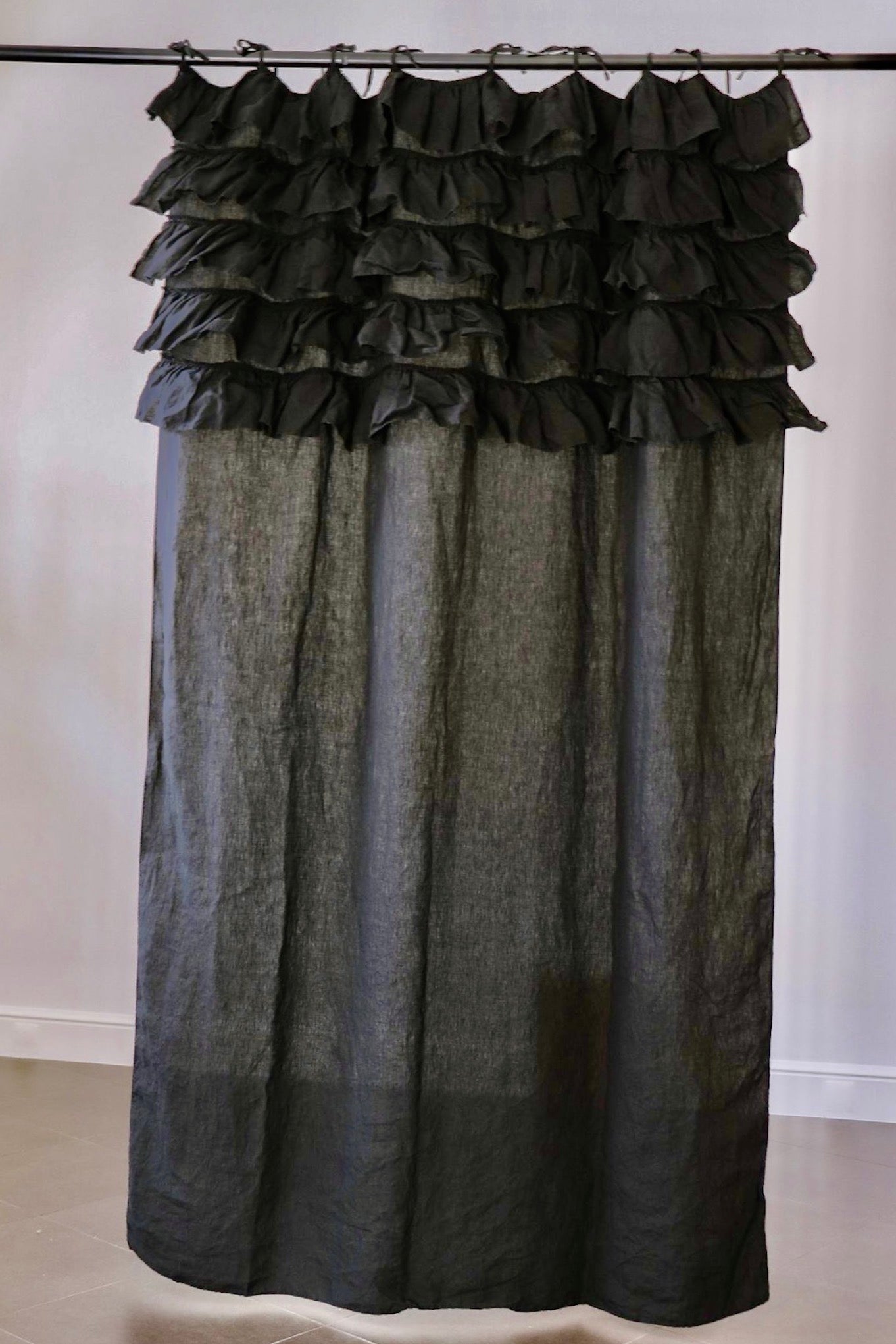 HEAVEN curtain panel black - MOO Linen Shop